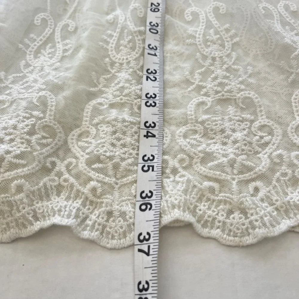 Womens Sheer Embroidered Cover Up Medium Romantic Fairy Cottage Lace Duster Boho - Picture 5 of 6